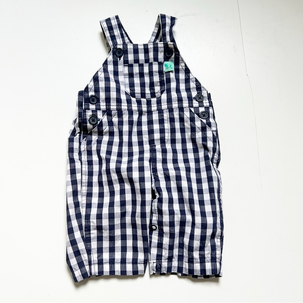 Child of Mine Carter’s Navy and White Plaid Overalls 0-3 Months Cotton